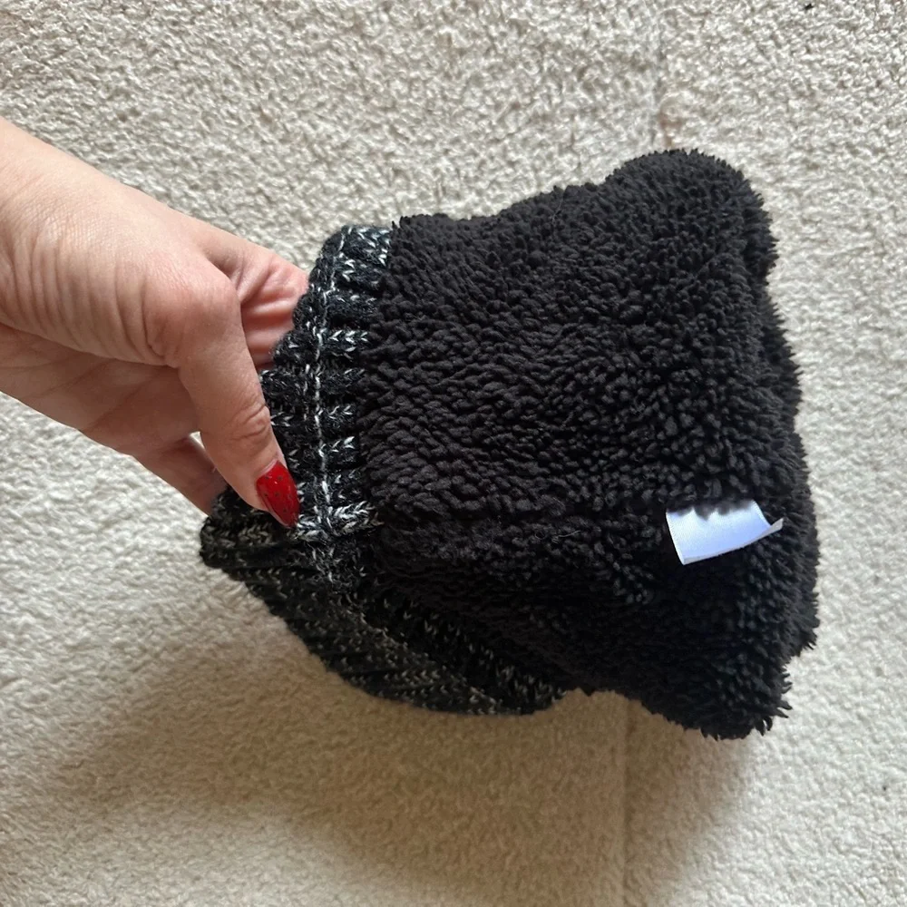 Black and Gray Knit Beanie